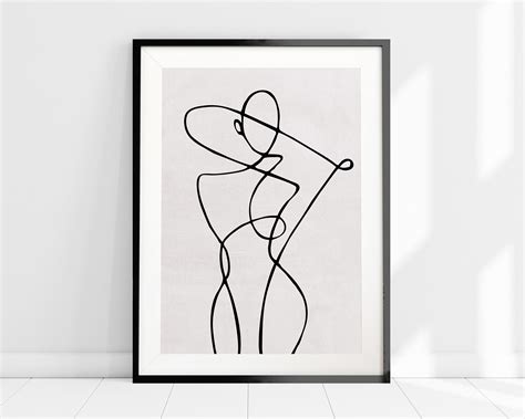 Womans Body Fine Line Print Abstract Art Line Drawing Scandinavian