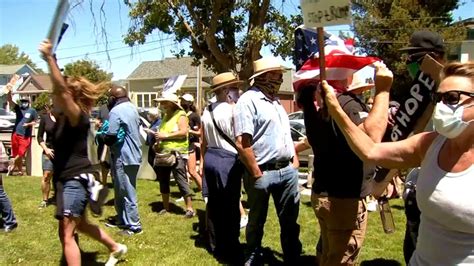Tense Standoff Between Protesters Counter Protesters At Petaluma