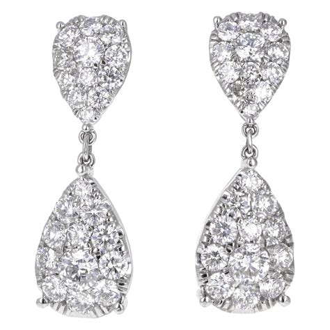 Beautiful Diamond Pear Shape Dangle Earrings For Sale At Stdibs