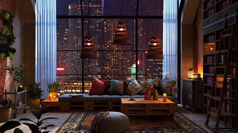 New York Apartment Rain On Window Cozy Reading Nook Ambience Youtube