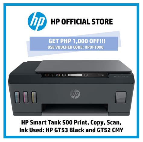 Hp smart tank 500 colour printer, scanner and copier for home/office, high capacity tank (6000 black and 8000 colour) with automatic ink sensor : Get 1k off on HP Smart Tank 500 CISS printer on Shopee ...