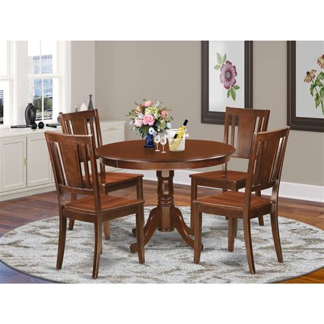 Set With A Round Kitchen Table And Dinette Chairs Finishmahogany