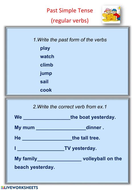 Past Simple Tense Regular Verbs Worksheet