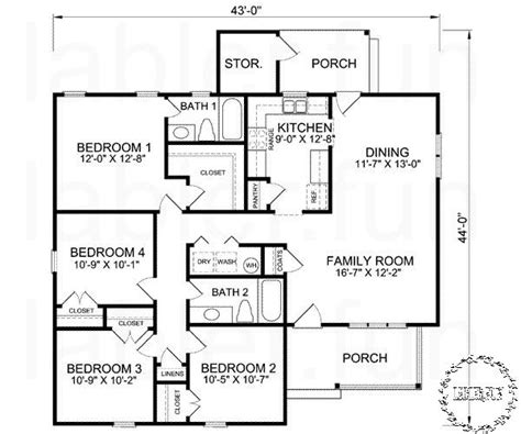 4 Bedroom Floor Plans Under 2000 Sq Ft Dream House Plans Country
