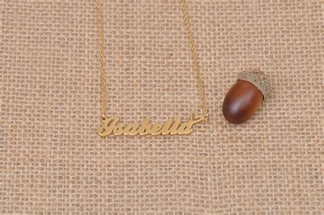 Isabella Name Necklace With Heart Customized Gold Plated Etsy