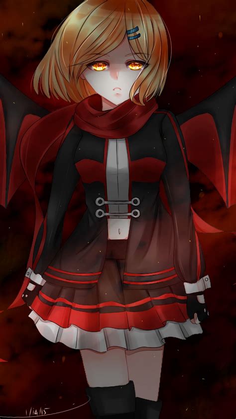 Download Wallpaper 1080x1920 Girl Anime Red Look