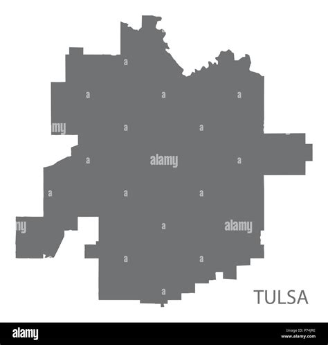 Mapa De La Ciudad De Tulsa Oklahoma Barrios Con Forma De Silueta