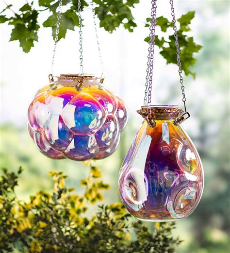 Hanging Bubbles Solar Iridescent Glass Light Eligible For Promotions