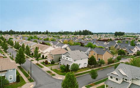Aerial Drone View Of A Suburban Neighborhood By Mihael Blikshteyn