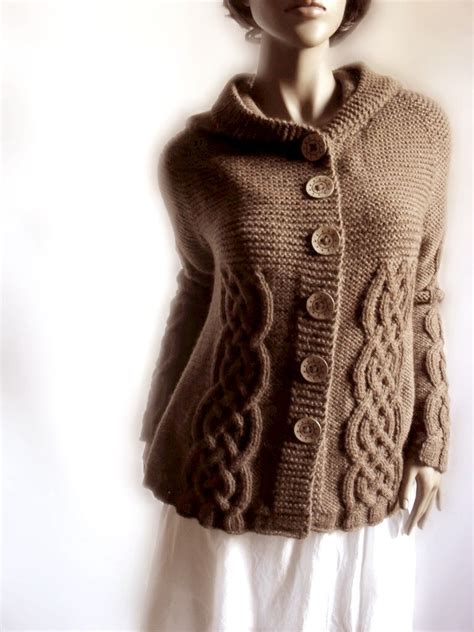 Discover unique designers fashion at zolucky.com. Hand Knit Sweater Womens Cable Knit Cardigan Hooded Coat