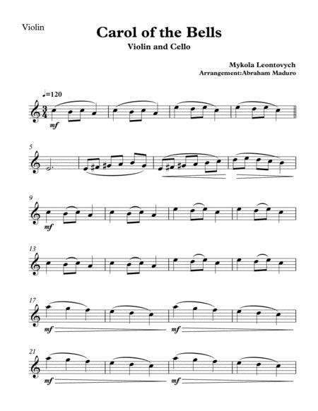 Carol Of The Bells Violin And Cello By Mykola Leontovych Digital Sheet Music For Individual