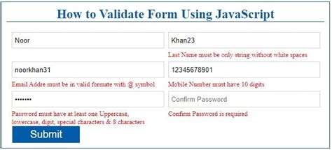 Form Email Validation In Javascript Javascript Nerd Answer