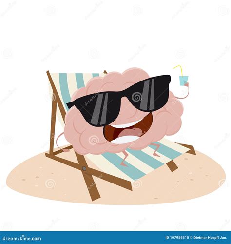 Funny Cartoon Brain Relaxing Stock Vector Illustration Of Doodle