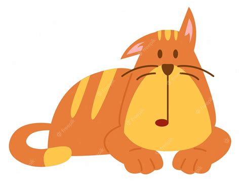 Premium Vector Lying Cat With Funny Face Expression Cute Cartoon Kitten