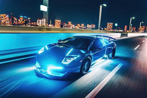 Download Neon Light Lamborghini Wallpaper