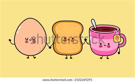 Cute Funny Happy Toast Eggs Cup Stock Vector Royalty Free 2102269291