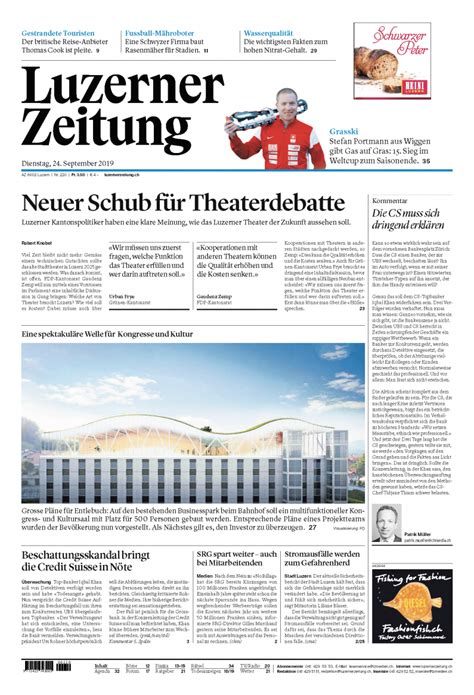 Verlegerin ist seit mai 2016 doris russi schurter.3 1 ausgaben 2. Luzerner Zeitung September 2019: Spektakuläre Welle für ...