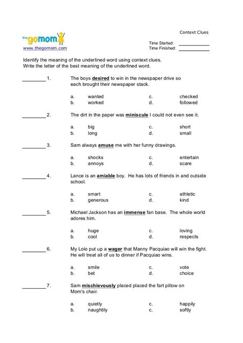 Context Clues 2 Worksheets