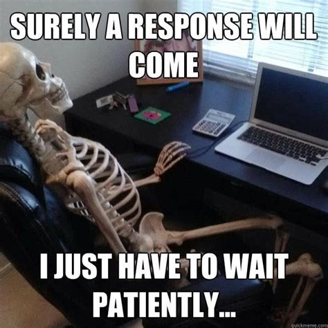 A Skeleton Sitting In Front Of A Laptop Computer With Caption That