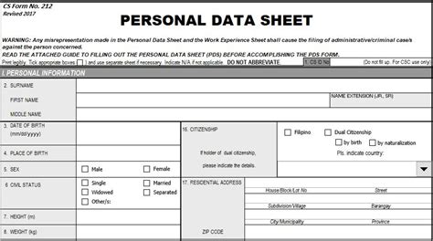 Pds Form Personal Data Sheet Download Pdf And Excel Newstogov