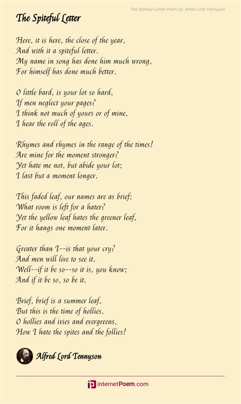 The Spiteful Letter Poem By Alfred Lord Tennyson
