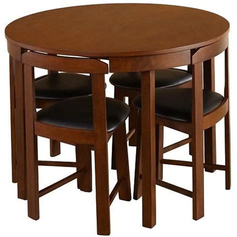 Harrisburg Tobey 5 Piece Compact Round Dining Set In Walnut Simple