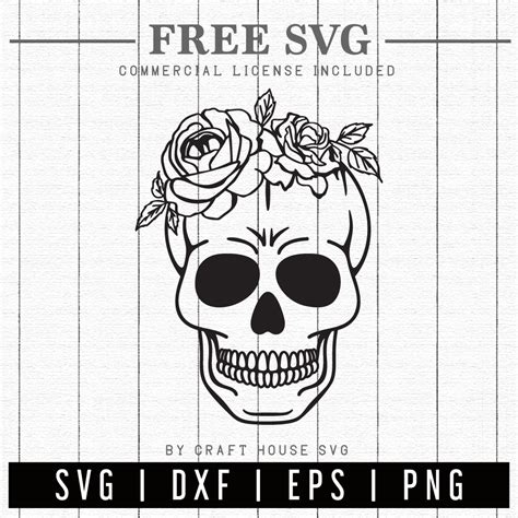 FREE Skull and roses SVG - Craft House SVG