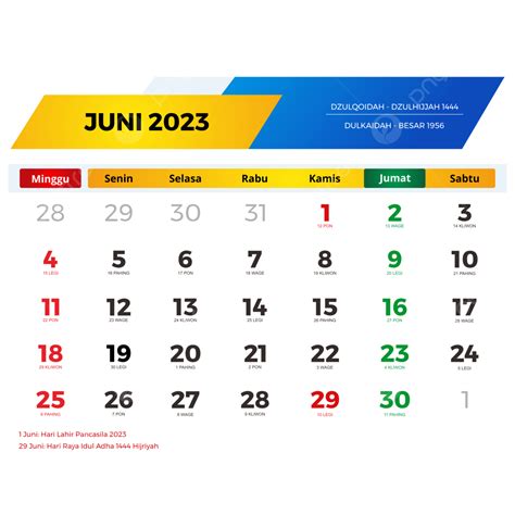 Kalender Junio 2023 Lengkap Dengan Tanggal Merah Cuti Bersama Jawa Dan