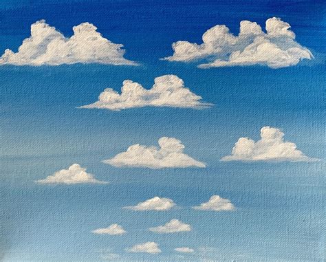 How To Paint Clouds Simple Puffy Clouds Step By Step Painting In
