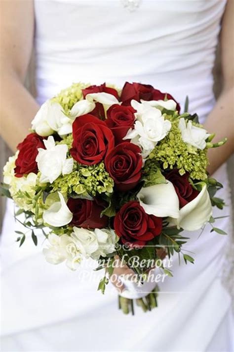 Brides bouquet in red and white cascade. Boutonnieres - Wedding Bouquet Red And White Roses ...