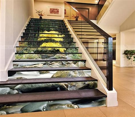 3d forest creek stones 953 stair risers stair risers photo mural stairs