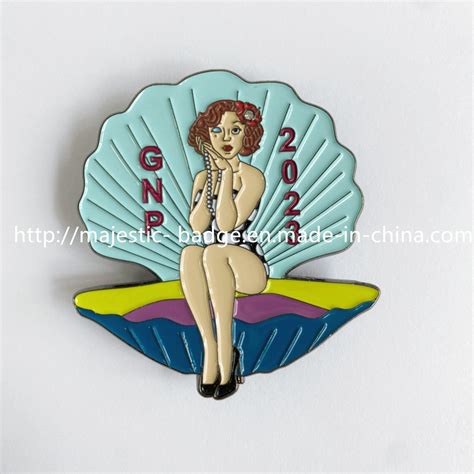 Custom Hard Enamel Shell Shape Lady Pin China Lapel Pin And Zinc Die Cast Lapel Pin Price