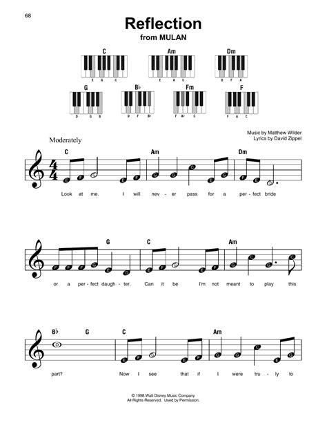 Reflection Mulan Piano Sheet Music