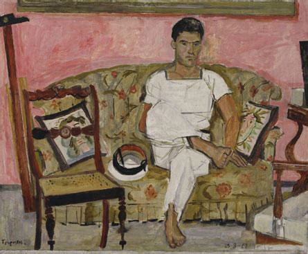 Sailor Without Shoes Sitting On Couch By Yiannis Tsaroychis