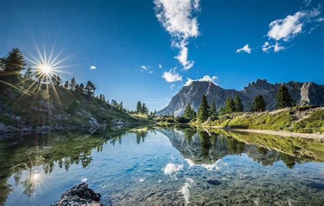 Wallpaper The Sky Mountains Lake Reflection Italy Italy The