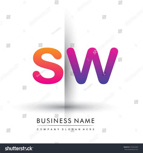 Initial Logo Sw Lowercase Letter Orange And Royalty Free Stock