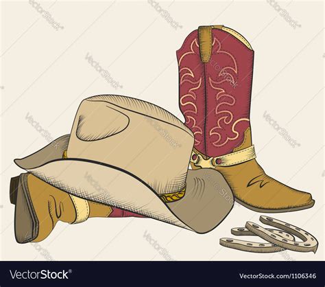 Cowboy Boots And Hat Royalty Free Vector Image