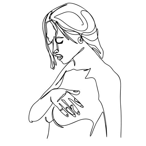 dibujo de una línea ilustración moderna de línea continua de silueta de mujer mujer desnuda