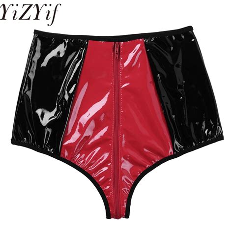 Buy Shiny Pvc Shorts Women High Waist Sexy Black Booty