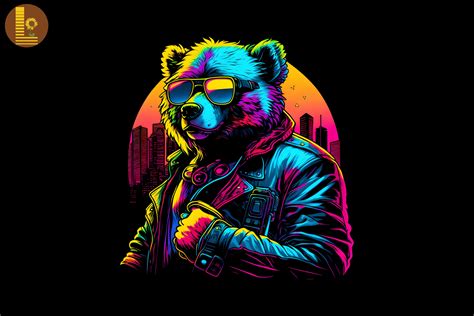 Synthwave Retro Gangster Bear 5 Graphic By Lewlew · Creative Fabrica