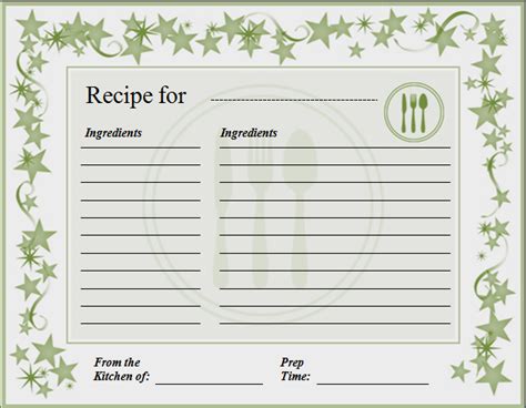 Free Recipe Card Templates For Microsoft Word Professional Template