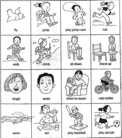 Esl Verb Cards Actions For Beginner Gesture Game English Verbs