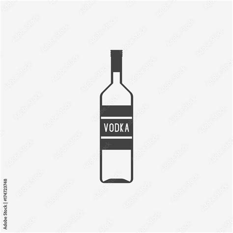 Classic Bottle Of Vodka Monochrome Icon Vector Illustration Stock