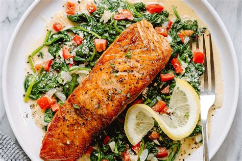 Grilled Salmon Fillet Recipe With Creamy Spinach Salmon And Spinach