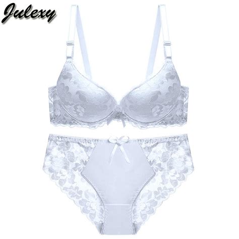 Julexy Sexy B C Cup Women Bra Set Lace Hollow Underwear Panty Set Solid Color Bra Brief Set