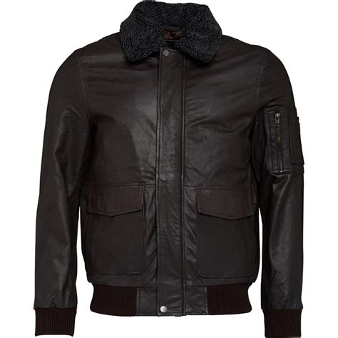Buy French Connection Mens Leather Flight Jacket Brown