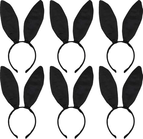 6 Pieces Black Bunny Headband Large Rabbit Ears Headband Cute Animal