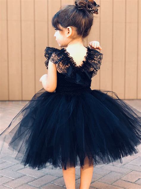 Navy Blue Lace Straps Ball Gown Tulle Flower Girl Dress With Ruffles