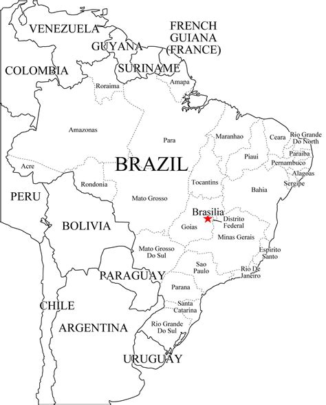 Mapa Político De Brasil Para Imprimir Mapa De Estados De Brasil