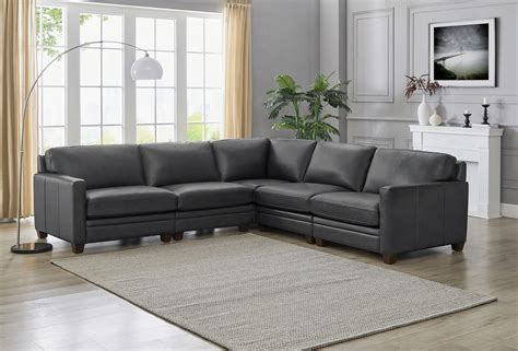 Como Sectional Top Grain Leather Collection